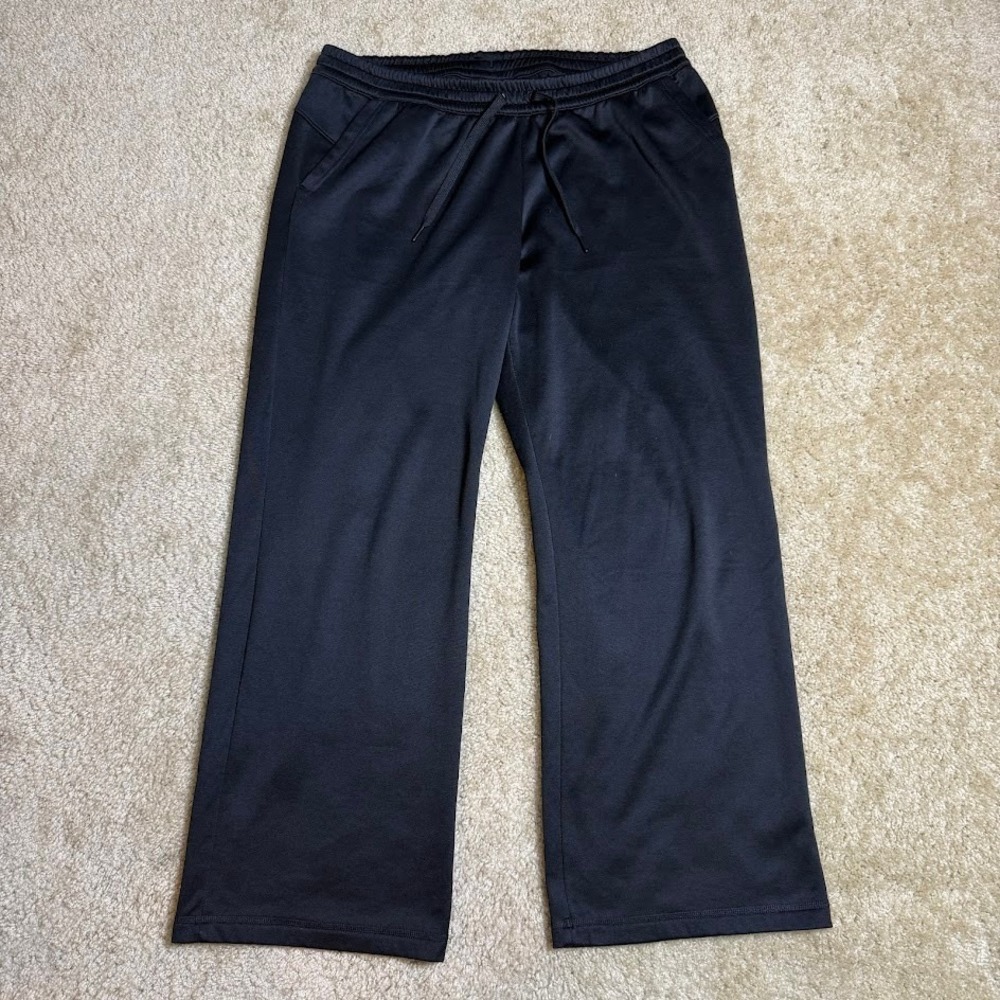 Adidas Sweatpants Women's XL Black Fleece Lounge Pants Wide Leg Pockets‎